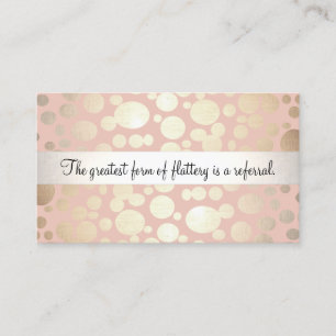 Cute Pink and Gold Cosmetology Referral Card
