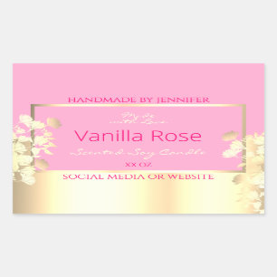 Cute Pink and Gold Floral Product Packaging Labels