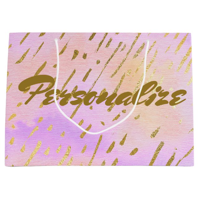 Cute Pink and Gold Large Gift Bag (Front)
