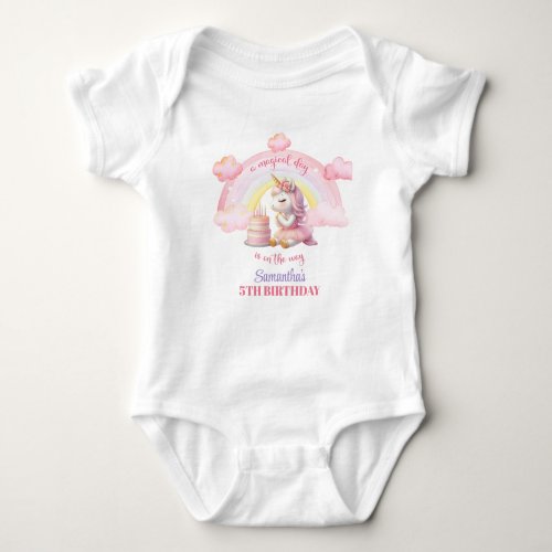Cute pink and gold unicorn with tutu dress baby bodysuit