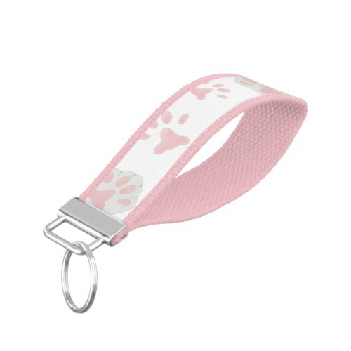 Cute Pink and Gray Cat Paw Pattern Wrist Keychain