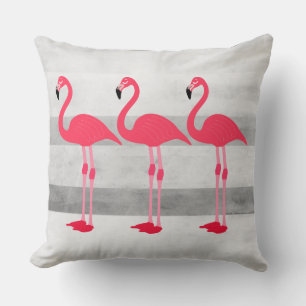 cute pink and gray flamingo design pillow