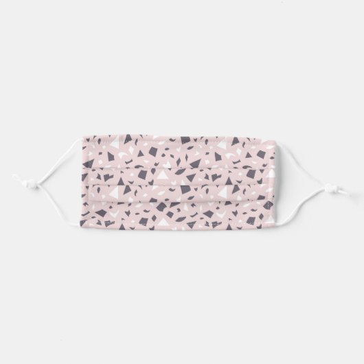 Cute Pink And Gray Mosaic Terrazzo Adult Cloth Face Mask (Front, Folded)