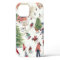 Cute pink and green Alpine lodge ski landscape Apr