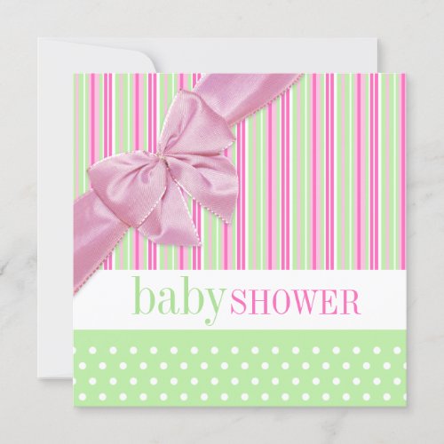 Cute Pink and Green - Baby Shower invitation
