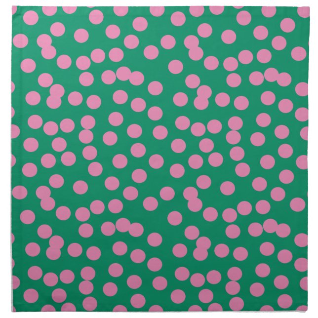 Cute Pink and Green Dots and Spots Pattern Cloth Napkin (Front)