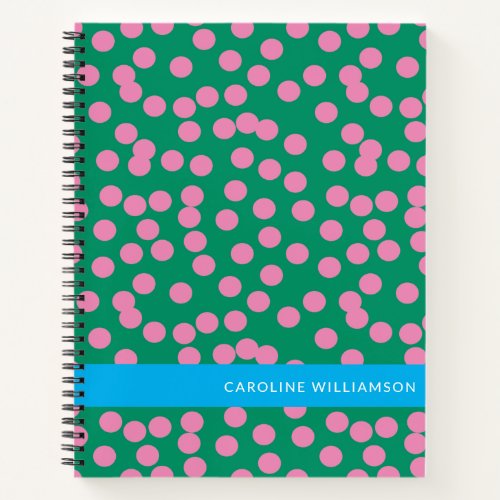 Cute Pink and Green Dots Pattern Personalized Notebook