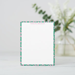 Cute Pink and Green Dots Personalized Stationery Note Card