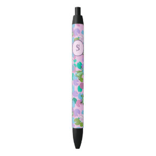 Cute Pink and Green Frogs Custom Monogram Initial Pen
