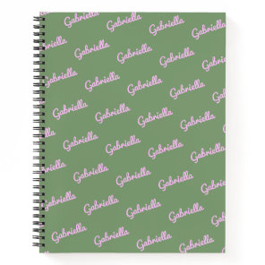 Cute Pink and Green Personalized Script Name   Not Notebook