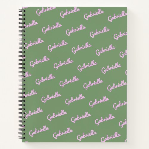 Cute Pink and Green Personalized Script Name   Not Notebook