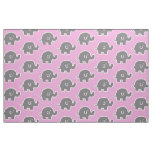 Cute Pink And Grey Elephants Pattern Fabric