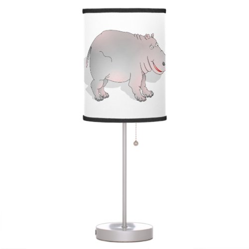 Cute pink and grey hippo table lamp