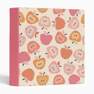 Cute pink and orange apple pattern 3 ring binder