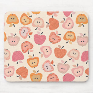Cute pink and orange apple pattern mouse pad