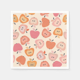 Cute pink and orange apple pattern napkins