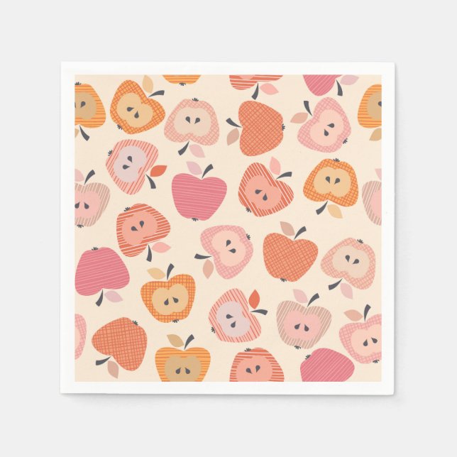Cute pink and orange apple pattern napkins (Front)