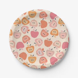 Cute pink and orange apple pattern paper plates