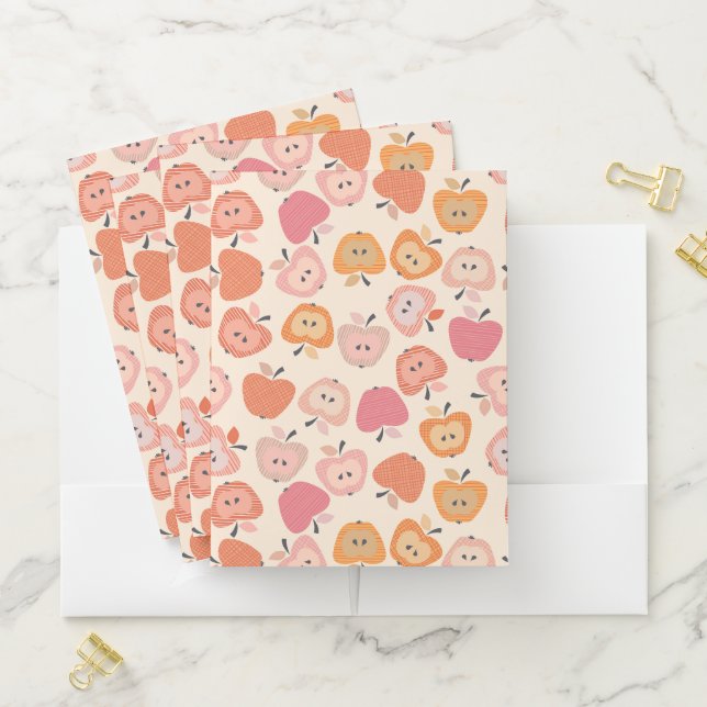 Cute pink and orange apple pattern pocket folder (In Situ)