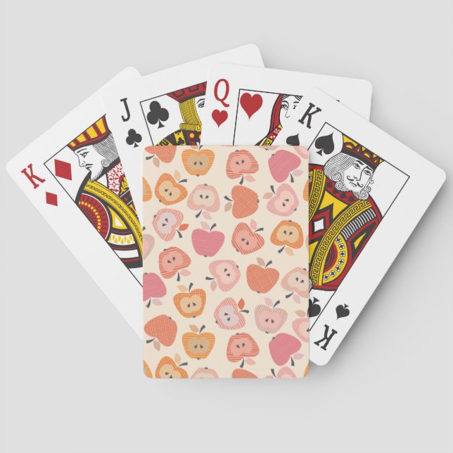 Cute pink and orange apple pattern poker cards (Back)