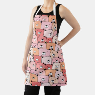 Cute Pink and Orange Bears Apron