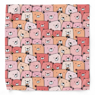Cute Pink and Orange Bears Bandana
