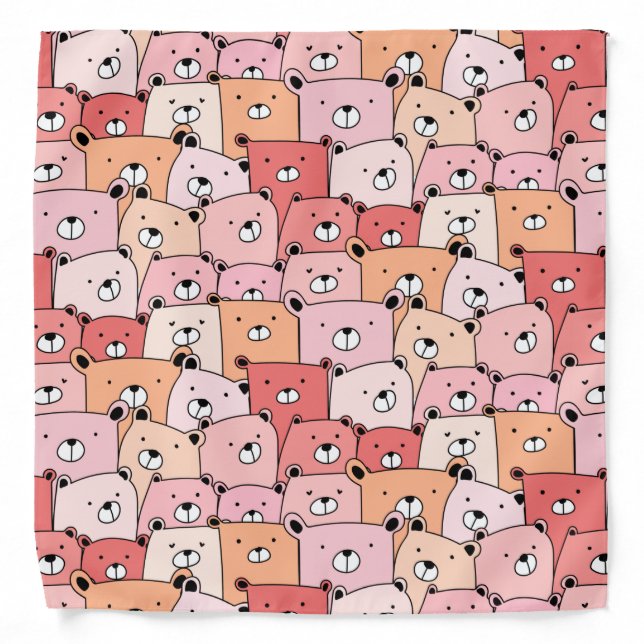 Cute Pink and Orange Bears Bandana (Front)