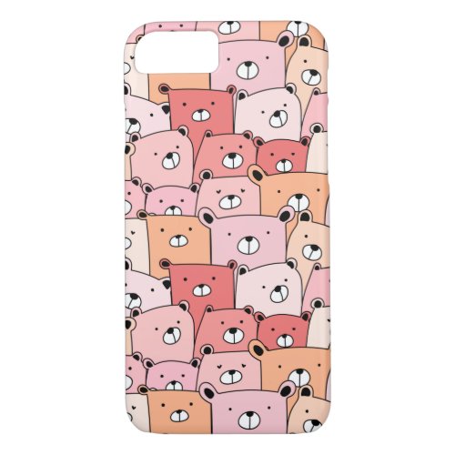 Cute Pink and Orange Bears iPhone 87 Case