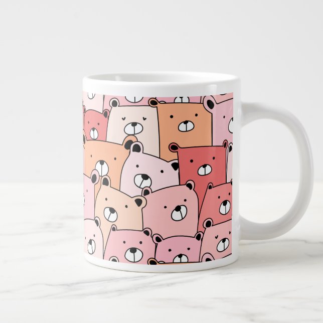 Cute Pink and Orange Bears Giant Coffee Mug (Right)