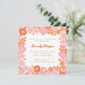Cute Pink and Orange Floral Border Graduation Invitation (Standing Front)