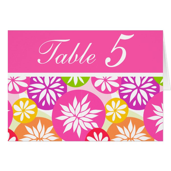 Cute pink and orange flower Table Number Card 