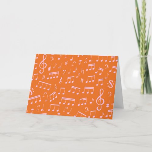 Cute Pink and Orange Music Notes Pattern