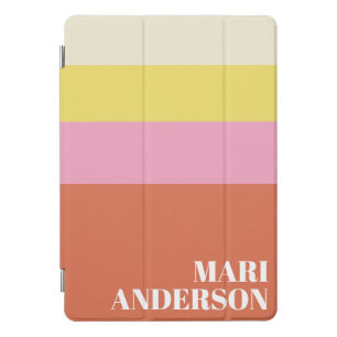 Cute Pink and Orange Stripes Modern Personalized   iPad Pro Cover