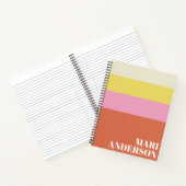 Cute Pink and Orange Stripes Modern Personalized   Notebook (Inside)