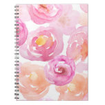 Cute Pink And Orange Watercolor Flower Notebook at Zazzle