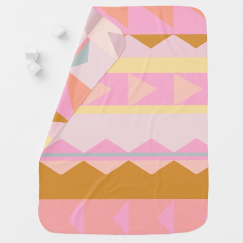 Cute Pink and Pastel Colors Geometric Pattern Baby Blanket