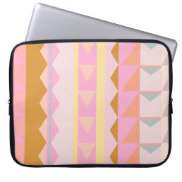 Cute Pink and Pastel Colors Geometric Pattern Laptop Sleeve