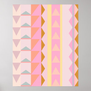 Cute Pink and Pastel Colors Geometric Pattern Poster