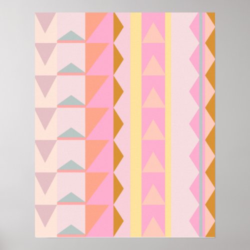 Cute Pink and Pastel Colors Geometric Pattern Poster