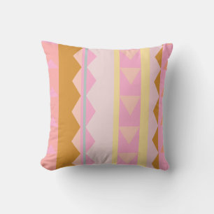 Cute Pink and Pastel Colors Geometric Pattern Throw Pillow