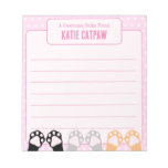 Cute Pink And Polka Dot Cat Paws Up Note From Kids
