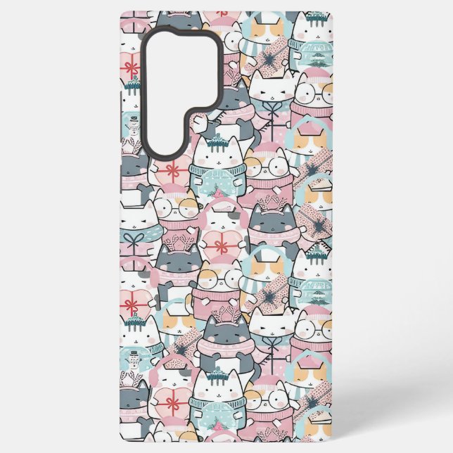 Cute Pink and Purple Anime Jumble Samsung Galaxy Case (Back)