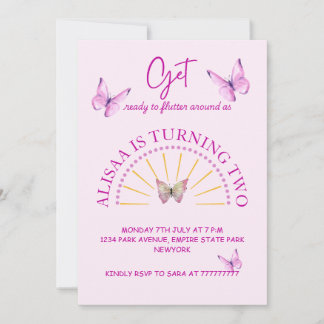 Cute Pink and Purple Butterfly Birthday Card