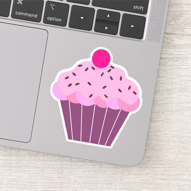 Cute Pink and Purple Cupcake Sticker (Detail)