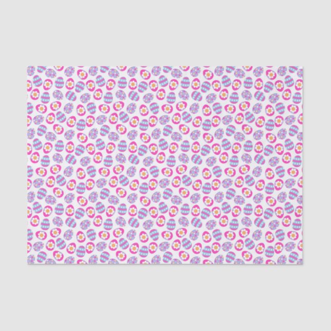 Cute Pink and Purple Easter Eggs Pattern Tissue Paper (Front)