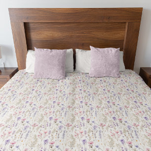 Cute Pink and Purple Floral Pattern Duvet Cover