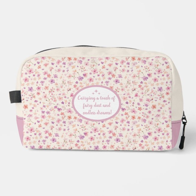 Cute Pink And Purple Floral Pattern Pouch (Front)