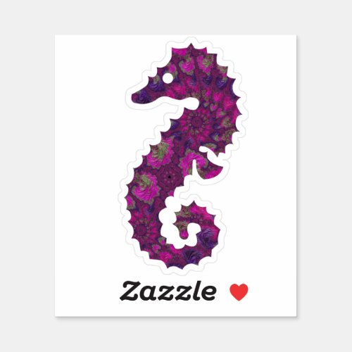 Cute Pink and Purple Fractal Seahorse Sticker