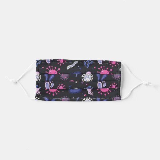 Cute Pink And Purple Germ Bacteria Virus Pattern Adult Cloth Face Mask (Front, Folded)