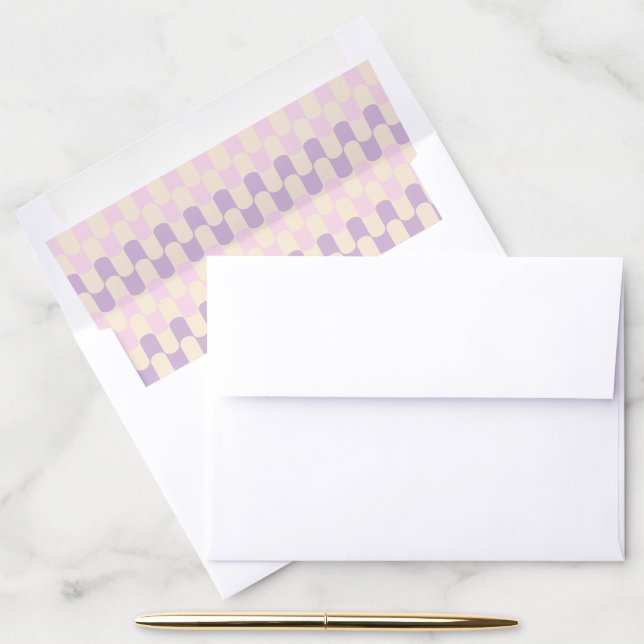 Cute Pink and Purple Groovy Retro Matching Envelope Liner (Desk)